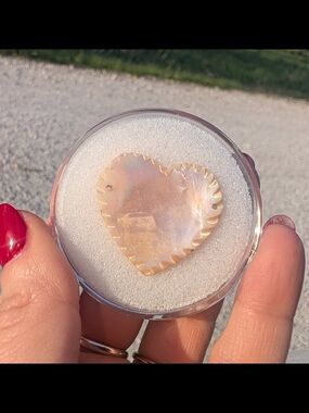 Antique Mother of Pearl Drilled Hole Scalloped Pendant Heart Bead Jewelry